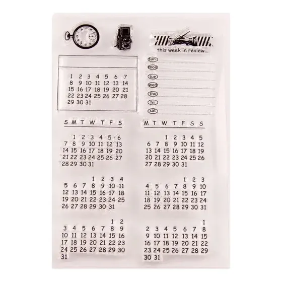 Set Sellos Scrapbooking Silicona Fechas, Calendario, Hora