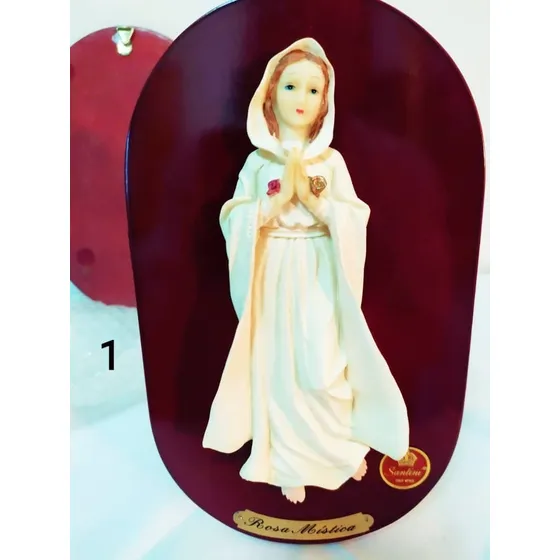 Virgen Rosa Mística Santini De 22 Cmts De Altura  Nueva 