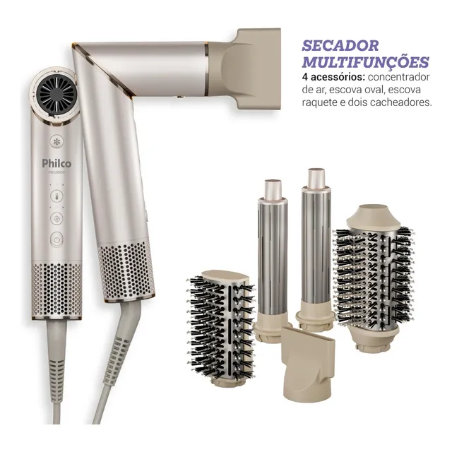 Secador De Cabelos Philco psc3500 4 Em 1 dobrável motor bldc Prateado