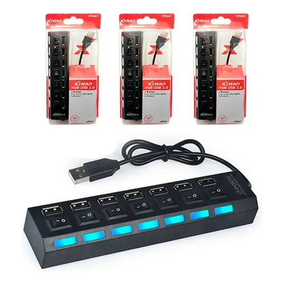 Kit 3 Hub Usb 7 Portas 2.0 Aumenta Portas Usb 480 Mbps Pc