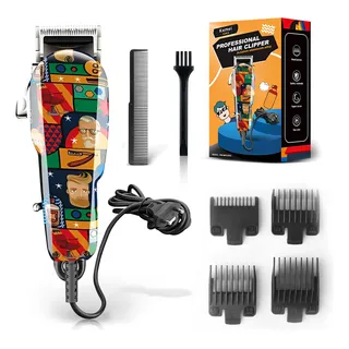 Kemei Máquina Corta Cabelo Profissional Kemei 10w Com Fio 4 Pentes Amarelo 127/22