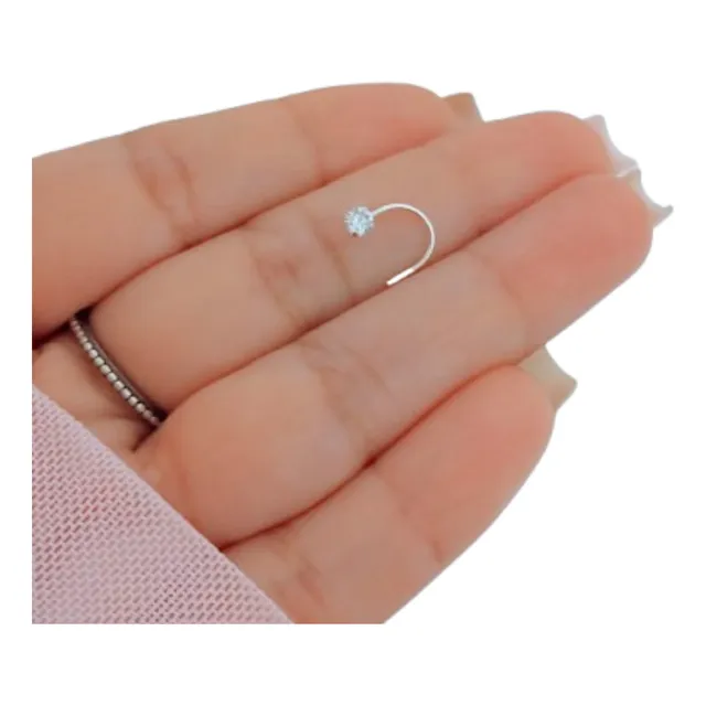 Aro Piercing Nariz Punto De Luz 3 Mm Plata 925