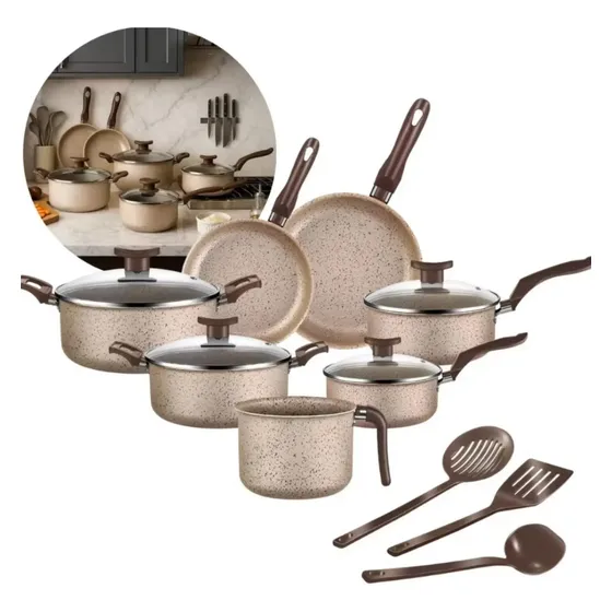 Conjunto De Panelas Antiaderente 10 Peças Coffee Cappuccino