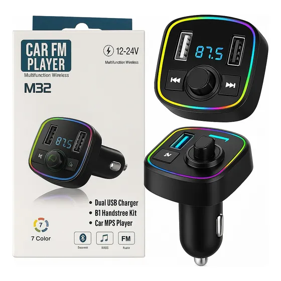 Transmisor Bluetooth Cenicero Fm Usb Microsd Car Mp3 Rgb M32