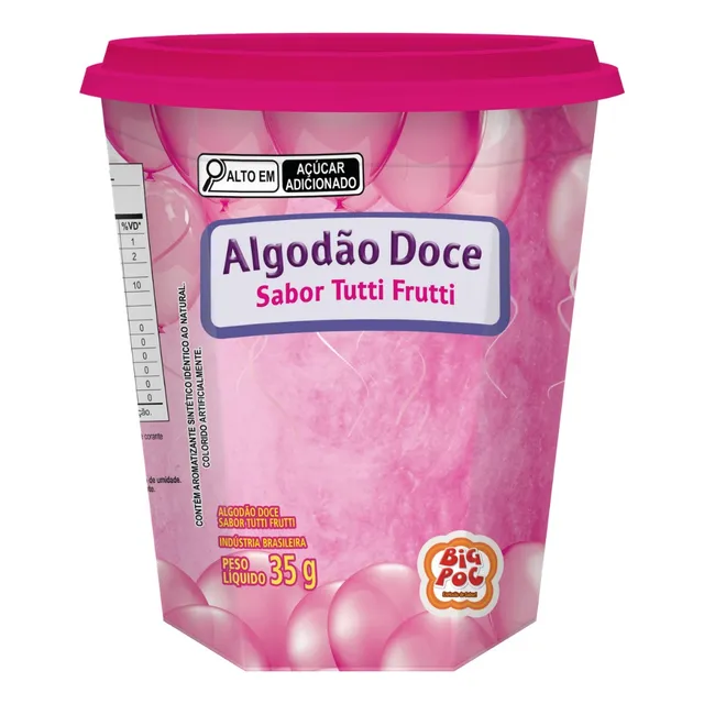 Algodão Doce Big Poc Sabor Tutti Frutti Sobremesa Macio