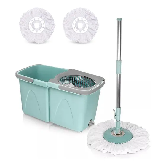 Mopa Trapeador Lampazo Spin Desmontable Acero X 2 Repuestos