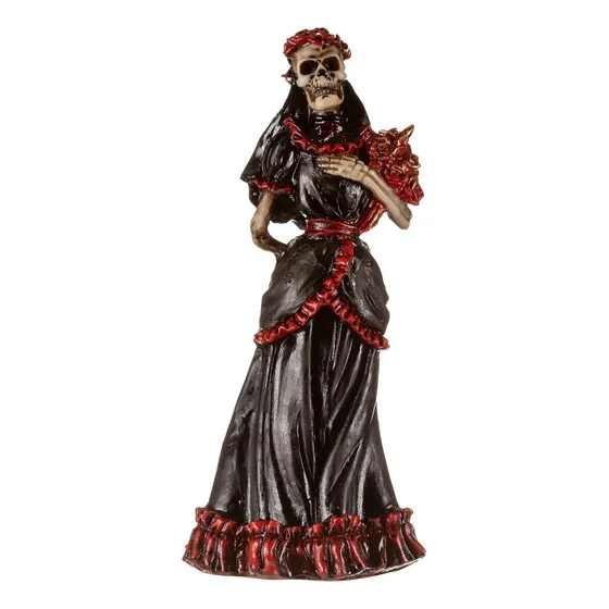 Imagem Escultura - Pomba Gira Rosa Caveira Em Resina