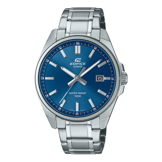 Reloj Hombre Casio Efv-150d-2avudf Edifice Correa Gris Bisel Gris Fondo Azul