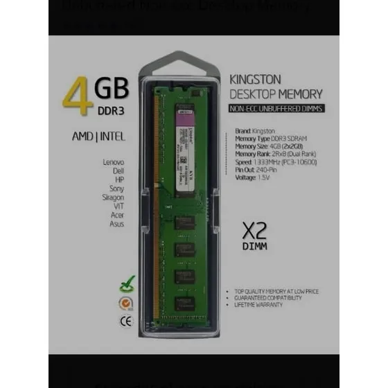 Memoria Kingston Original, Ddr3, 4gb, 2x2gb 1333 Como Nuevas