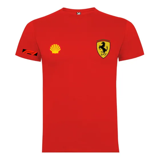 Polera Estampada Ferrari F1 Algodón