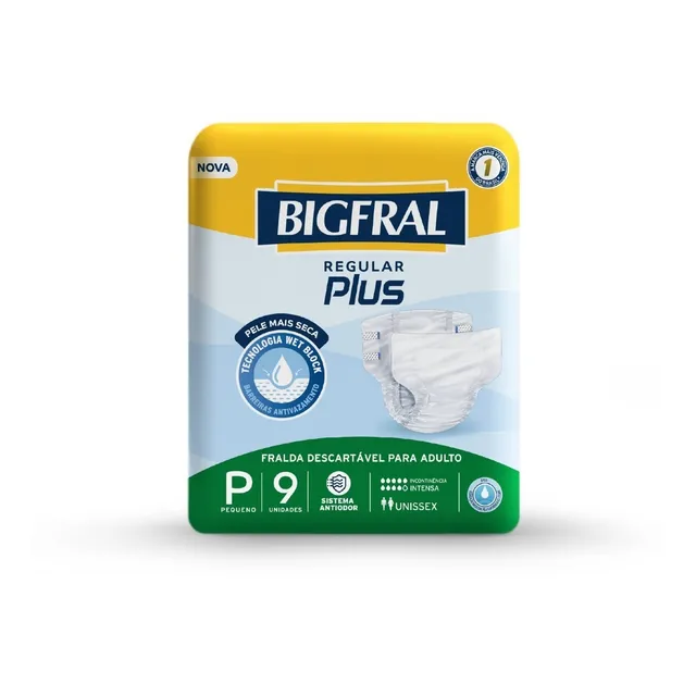 Fralda Bigfral Regular Plus Tamanho P - 9 Unidades