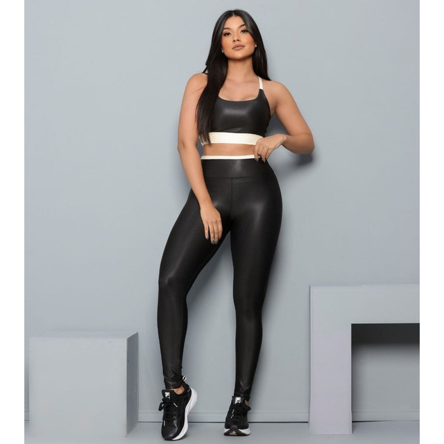 Conjunto Fitness Roupa Academia Calça Legging Cós Alto E Top Conjunto Fitness Roupa Academia Calça Legging Cós Alto E Top