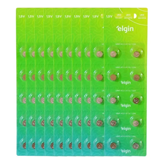 Kit 100 Bateria Pilha Alcalina Lr41 1,5v Ag3 Relógio Elgin