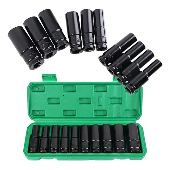 Juego Set Dados De Impacto 1/2, 10 Piezas De 10 A 24 Mm