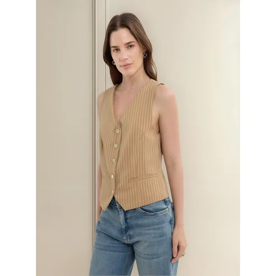 Chaleco Para Mujer Plano Marca Patprimo Color Café #30250037