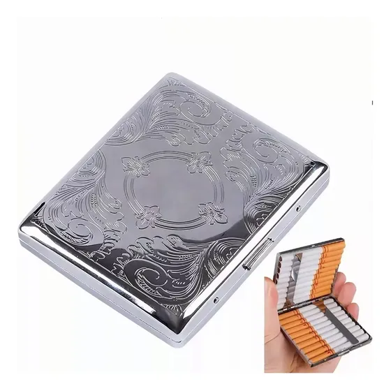 Cigarrera Elegante Resistente Acero Inoxidable Estuche