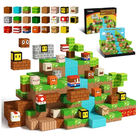 Bloques Magnéticos Gobidex Magwonder,estilo Minecraft Mario. 48 Magwonder