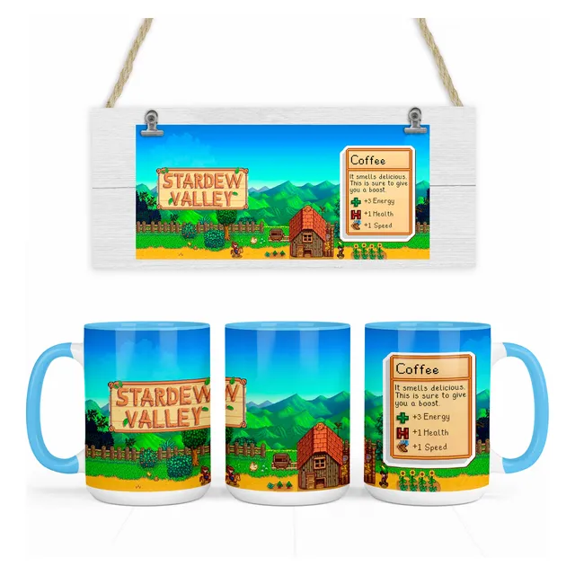 Taza Premiun 15 Oz Videojuego Stardew Valley Skill Coffee