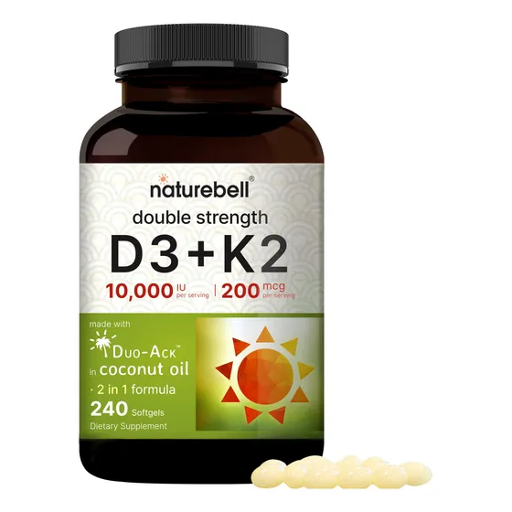 Suplemento De Vitamina D3 K2 De Naturebell 10.000 Ui + 200 M