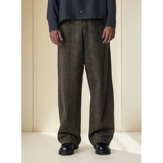 Pantalón Baggy Gabardina Estampada Tipo Serpiente