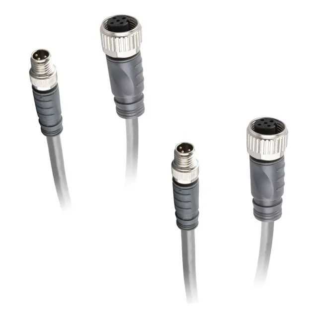 Conectores Dobles Macho M8 3pin, Hembra M12 3pin,pvc 2m, 2pz