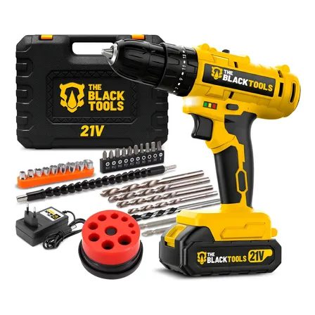 Furadeira Parafusadeira Impacto 21v + Coletor De Poeira Amarelo 127/220v 60hz