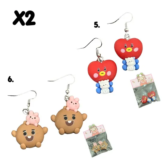 Pack 2 Zarcillos De Kpop Bts Para Niñas