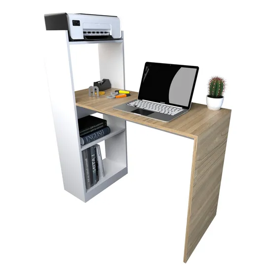 Escritorio Biblioteca Repisa estantes color olmo/blanco Home Collection