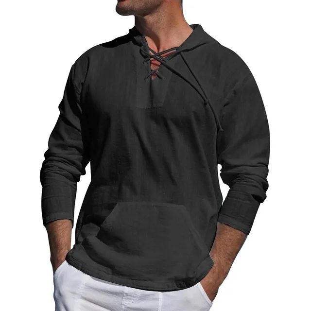 Miuersa Sudadera Lino Manga Larga Capucha Para Hombre Ligera