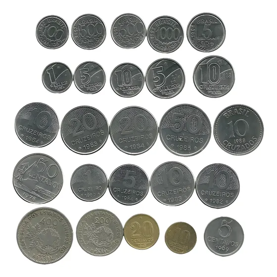 5 Cruzeiros Reais 1994 +50 Centavos 1978 +200 Réis 1901 +22m