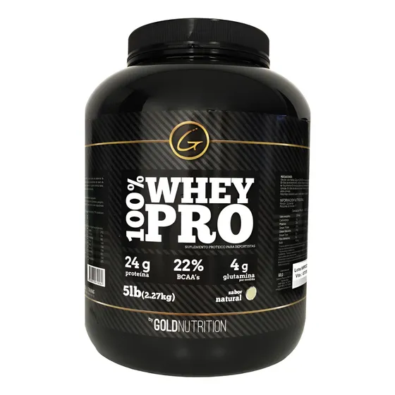 Proteína - 100% Whey Pro 5lb - Gold Nutrition Sabor Natural