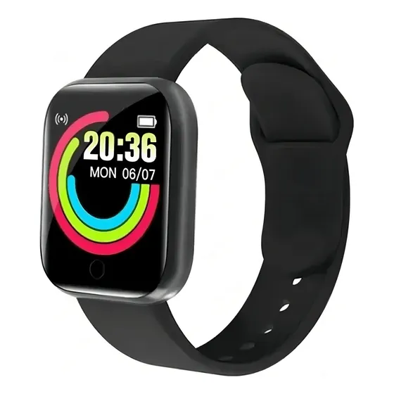 Smartwatch D20 D20 Y68 display de 1.3" con correa de silicona - color negro