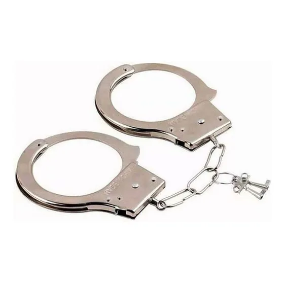 Algema Metal Fantasia Policial Profissional Aço Corrente Cor Cromado