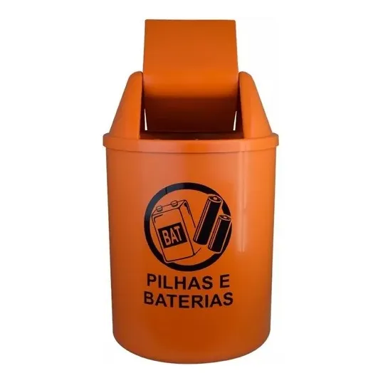 Lixeira Coletor Descarte Pilhas Baterias Eletronicos 12 Lts Cor Laranja