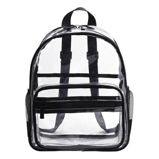Mochila Mujer Bolso Pvc Transparente Moda Mujer Color Negro