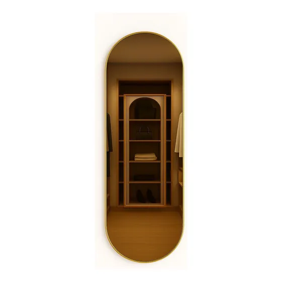 Espelho Oval 150x50 Corpo Inteiro Com Moldura Em Metal Moldura Dourado