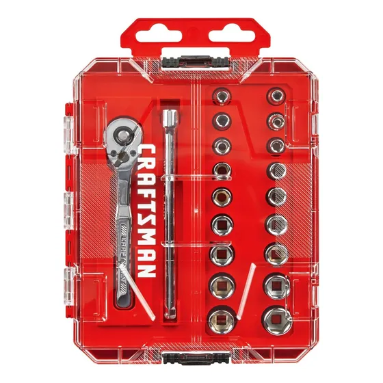 Juego Set Rachet 1/4 Dados Metrico (20 Pzs Sae) Craftsman