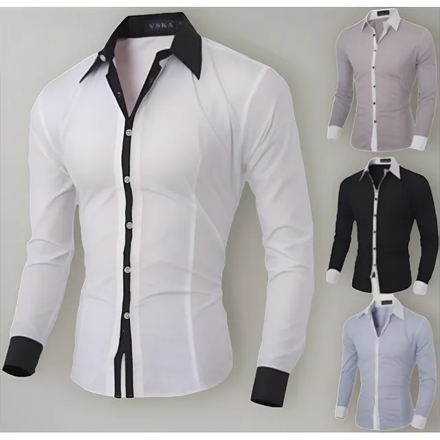 Camisas Casuales Para Caballeros Manga Larga Estilo Slim 