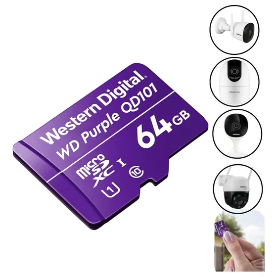 Cartão Micro Sd Intelbras Wd Purple 64gb Microsd Cftv Mibo