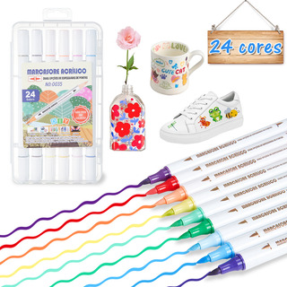 Kit Caneta Marcador AcrĂlico Prova 24 Cores DĂĄgua Tecido Kit Caneta Marcador AcrĂlico Prova 24 Cores DĂĄgua Tecido