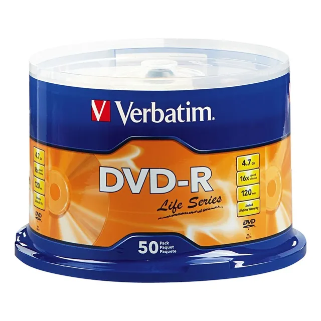 Disco Virgen Dvd-r Verbatim 120min 16x 4.7gb Torre 50 Piezas