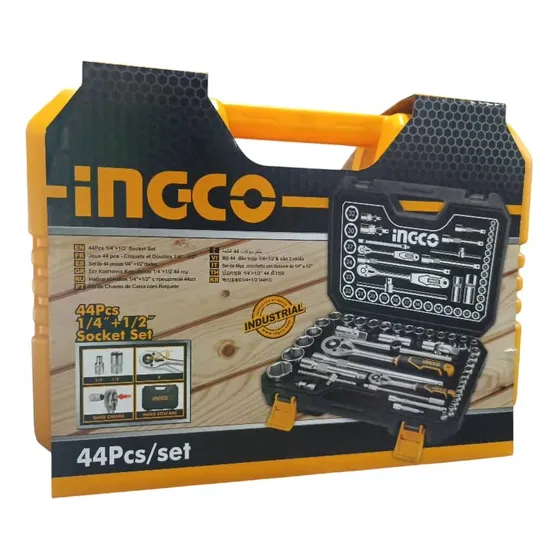 Juego De Dados Con (ratchet De 1/2 Y 1/4) 44 Piezas / Ingco