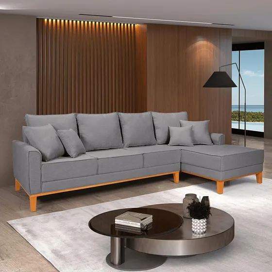 Sofá Beny Living Chaise 4l Lado Direito Com 1 Poltrona Linho