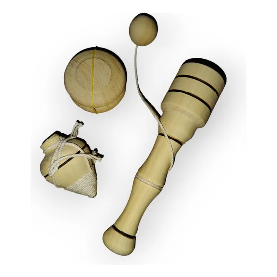 Combo Trompo Yoyo Y Balero Juego Antiguo Madera Montessori