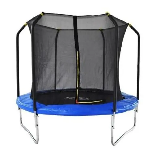 Brincolin Trampolin 8 Pies 2.43 Metros Uso Rudo Con Malla Color de la lona de salto Negro Color del cobertor de resortes Azul