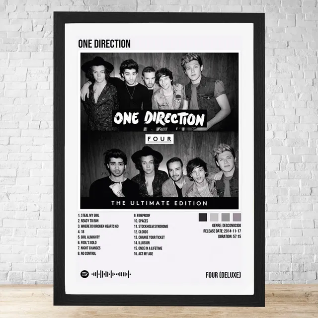 Cuadro One Direction Four Deluxe 30x40 C/vidrio Y Marco C727