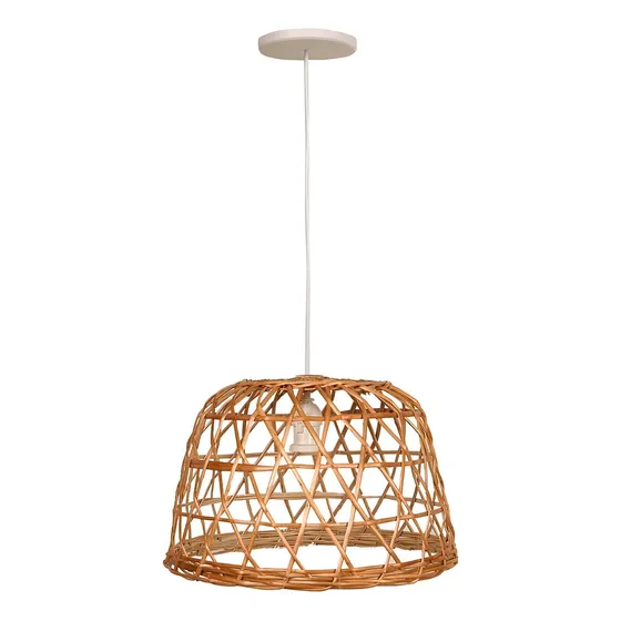Lampara Colgante De Mimbre - 1 Luz- Diam 30 X 20 Alto Color Marrón