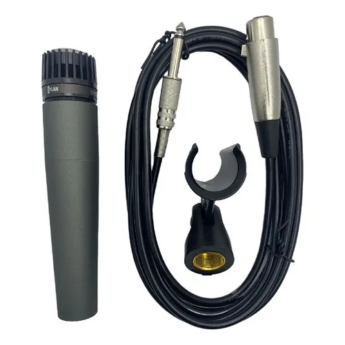 Microfone Dylan Smd-57 P/ Instrumento Com Cabo Loja Cor Preto
