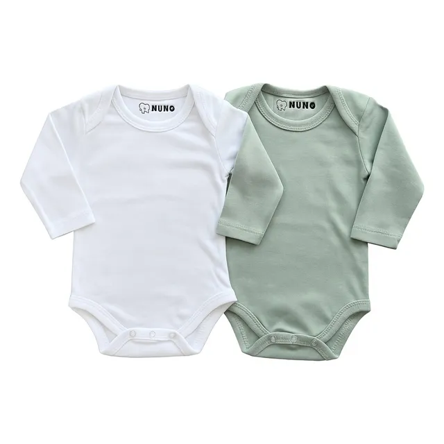 Set X2 Body Bebe Nuno® Manga Larga Liso Puro Algodón Premium