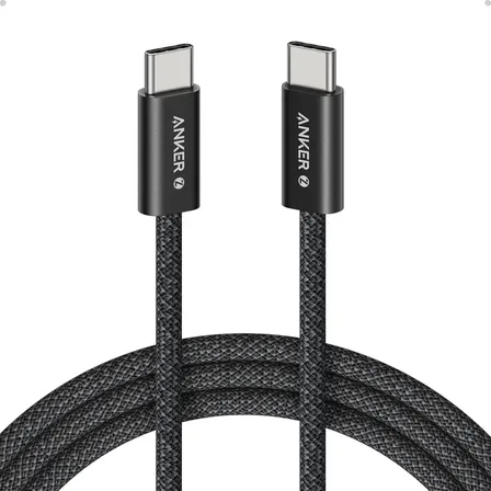 Cabo Usb-c Carregador Celular Tipo C Anker 240W Reforçado 1,8 Metro Turbo Dados Para Samsung S25/24/23, Motorola Xiaomi, Poco, iPhone 17/16/15 Carplay Android Auto, Cor Preto, PD 3.1